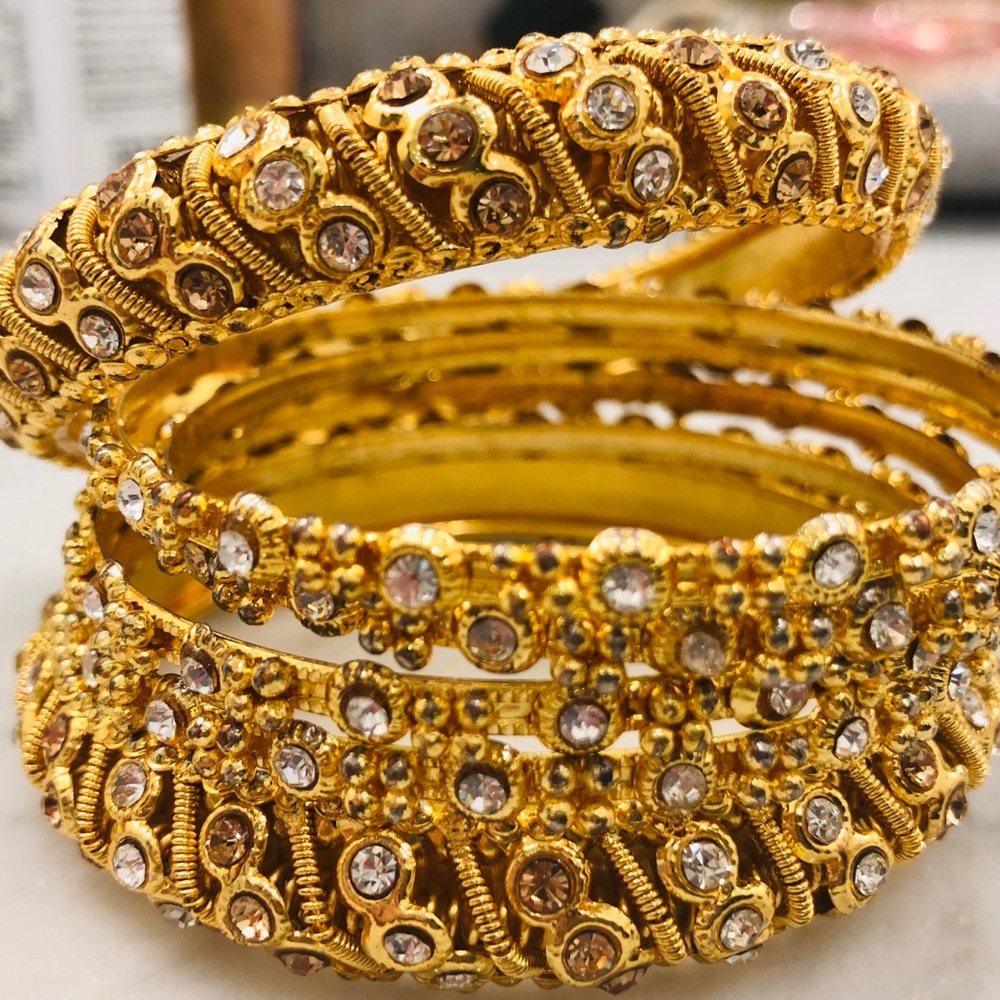 6 Gold Bangles - image 1
